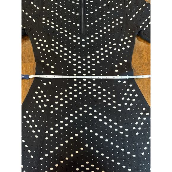 Milly Pointelle Knit Sweater Dress M Black White Fit & Flare Scoop Neck $395 - Picture 13 of 14